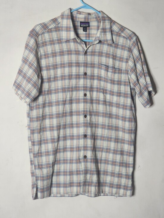 Patagonia Other - Patagonia Short-Sleeve Plaid Button-Up Shirt - Blue Cream Brown